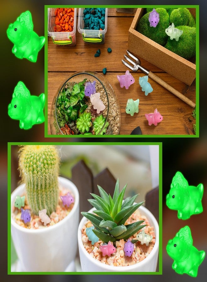 Liliful 48 Pcs Mini Resin Dinosaur Figures Small LuminousTiny Dinosaur for Mini Garden Micro Landscape Aquarium Home Decoration Outdoor Party Favors - Image 5